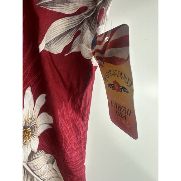 NWT Pacific Legend Hibiscus Red & White Hawaiian Ruffle Long Muumuu Dress XL - Picture 13 of 16